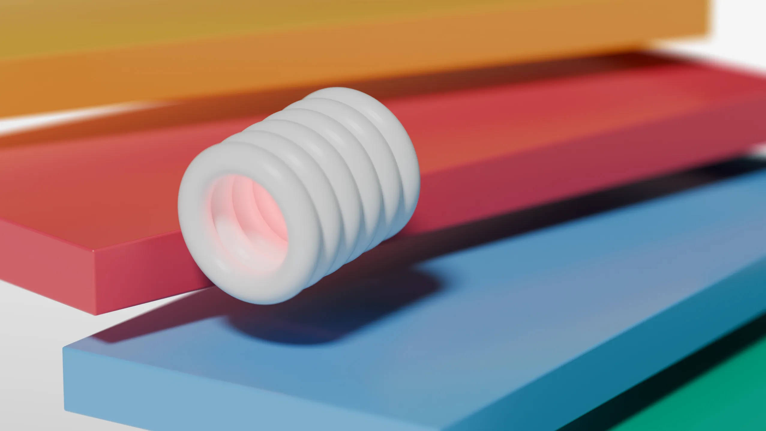 cilindro che scende le scale colorate all'interno del video presentazione Nicolis Gianmaria